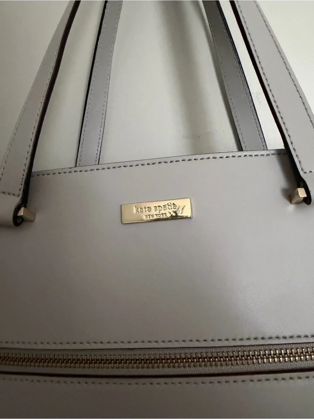 kate spade Light Gray Tote with Gold Hardware